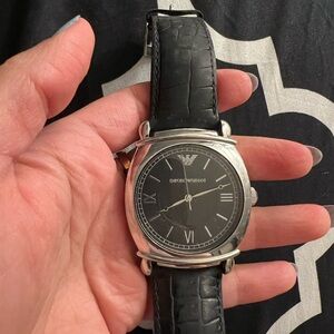 Emporio Armani Silver and Black Men's Watch
